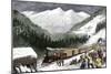 Snowsheds Protecting a Transcontinental Railroad Train in the Sierra Nevada Mountains-null-Mounted Giclee Print