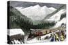 Snowsheds Protecting a Transcontinental Railroad Train in the Sierra Nevada Mountains-null-Stretched Canvas