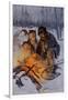 Snowshoe Traveler and His Arctic Dog-Team at a Campfire-null-Framed Giclee Print