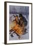Snowshoe Traveler and His Arctic Dog-Team at a Campfire-null-Framed Giclee Print