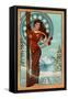 Snowshoe, West Virginia - Art Nouveau Skier-Lantern Press-Framed Stretched Canvas