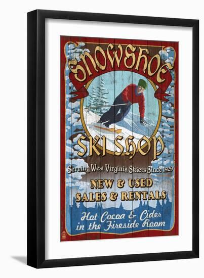 Snowshoe, West Virginia - Ski Shop-Lantern Press-Framed Art Print