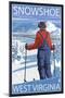 Snowshoe, West Virginia - Skier Admiring View-Lantern Press-Mounted Art Print