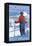 Snowshoe, West Virginia - Skier Admiring View-Lantern Press-Framed Stretched Canvas