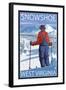 Snowshoe, West Virginia - Skier Admiring View-Lantern Press-Framed Art Print