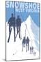 Snowshoe, West Virginia - Skiers on Lift-Lantern Press-Mounted Art Print