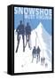 Snowshoe, West Virginia - Skiers on Lift-Lantern Press-Framed Stretched Canvas