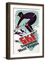 Snowshoe, West Virginia - Vintage Skier-Lantern Press-Framed Art Print