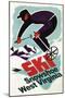 Snowshoe, West Virginia - Vintage Skier-Lantern Press-Mounted Art Print