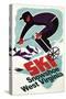 Snowshoe, West Virginia - Vintage Skier-Lantern Press-Stretched Canvas