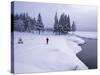 Snowshoeing on the Shores of Second Connecticut Lake, Northern Forest, New Hampshire, USA-Jerry & Marcy Monkman-Stretched Canvas