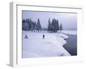 Snowshoeing on the Shores of Second Connecticut Lake, Northern Forest, New Hampshire, USA-Jerry & Marcy Monkman-Framed Premium Photographic Print