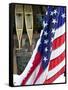 Snowshoes and Flag, Trapper Creek, Alaska, USA-Walter Bibikow-Framed Stretched Canvas