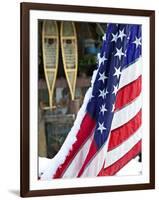 Snowshoes and Flag, Trapper Creek, Alaska, USA-Walter Bibikow-Framed Photographic Print