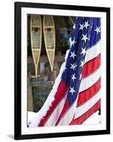 Snowshoes and Flag, Trapper Creek, Alaska, USA-Walter Bibikow-Framed Photographic Print