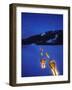 Snowshoes Lighted By Flashlight Across Lake Mcdonald, Glacier National Park, Montana, USA-Chuck Haney-Framed Photographic Print