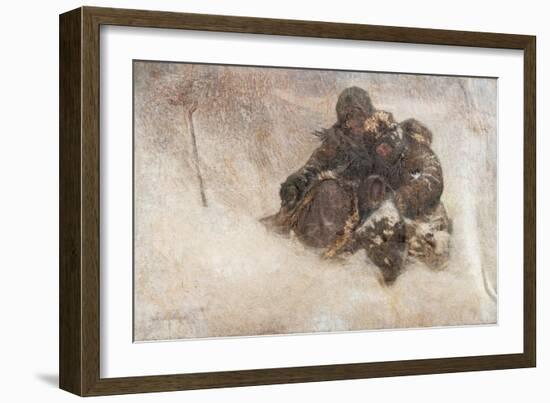 Snowstorm, Children-Nikolai Petrovich Bogdanov-Belsky-Framed Giclee Print