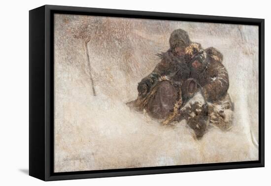 Snowstorm, Children-Nikolai Petrovich Bogdanov-Belsky-Framed Stretched Canvas