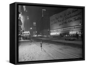 Snowstorm in New York City Leaves times Square Deserted-Frank Mastro-Framed Stretched Canvas