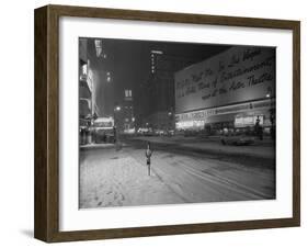 Snowstorm in New York City Leaves times Square Deserted-Frank Mastro-Framed Photographic Print