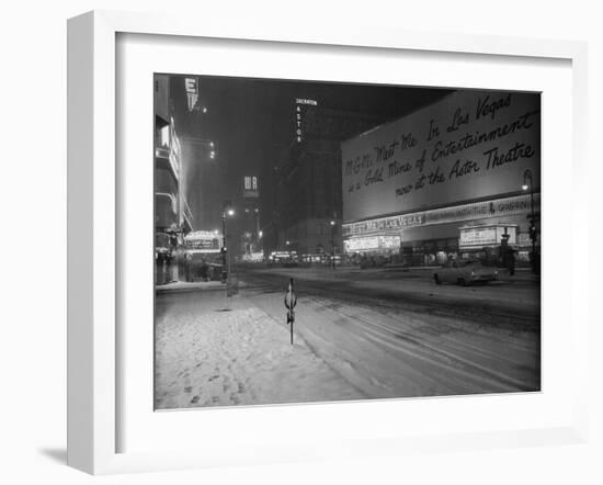 Snowstorm in New York City Leaves times Square Deserted-Frank Mastro-Framed Photographic Print