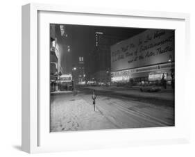 Snowstorm in New York City Leaves times Square Deserted-Frank Mastro-Framed Photographic Print