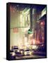 Snowstorm on 42nd Street in Times Square by Night-Philippe Hugonnard-Framed Stretched Canvas