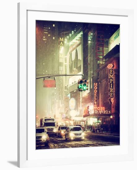 Snowstorm on 42nd Street in Times Square by Night-Philippe Hugonnard-Framed Photographic Print