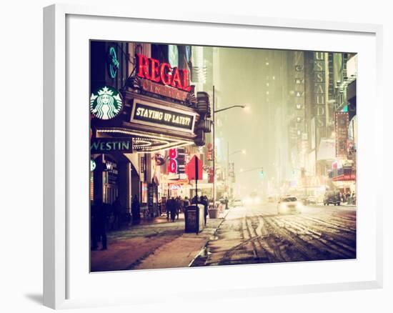 Snowstorm on 42nd Street in Times Square by Night-Philippe Hugonnard-Framed Photographic Print