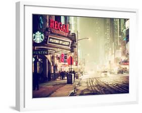 Snowstorm on 42nd Street in Times Square by Night-Philippe Hugonnard-Framed Photographic Print