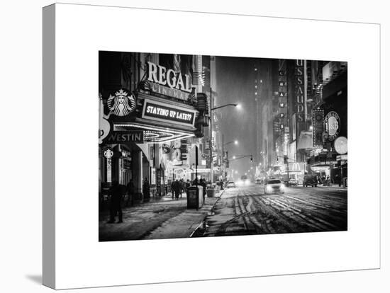 Snowstorm on 42nd Street in Times Square by Night-Philippe Hugonnard-Stretched Canvas