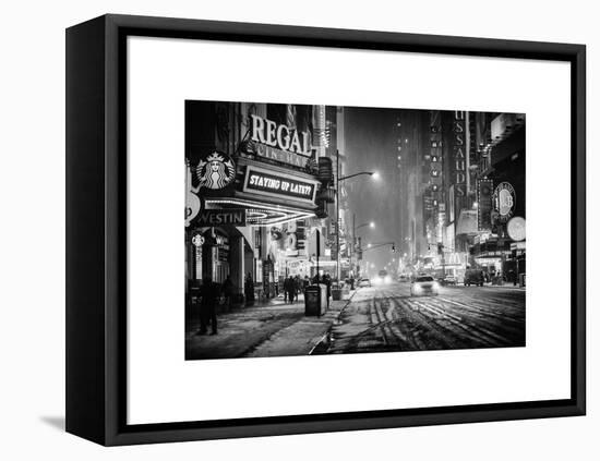 Snowstorm on 42nd Street in Times Square by Night-Philippe Hugonnard-Framed Stretched Canvas