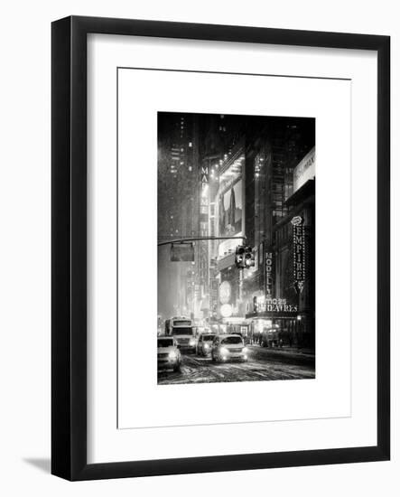 Snowstorm on 42nd Street in Times Square by Night-Philippe Hugonnard-Framed Art Print