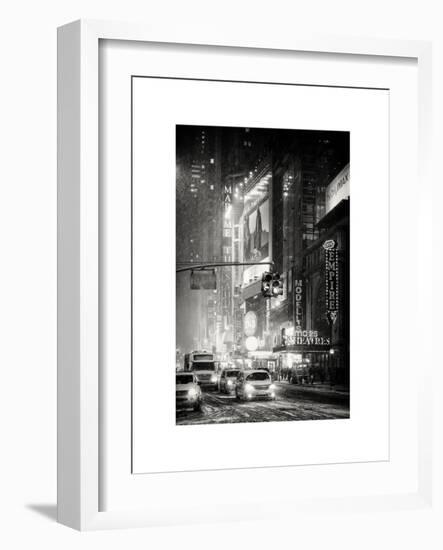 Snowstorm on 42nd Street in Times Square by Night-Philippe Hugonnard-Framed Art Print