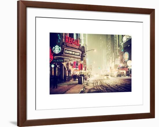 Snowstorm on 42nd Street in Times Square by Night-Philippe Hugonnard-Framed Art Print