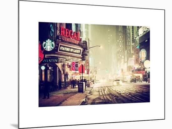 Snowstorm on 42nd Street in Times Square by Night-Philippe Hugonnard-Mounted Art Print