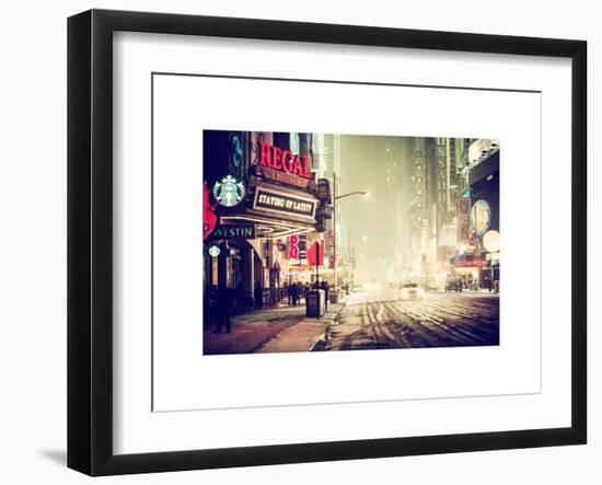 Snowstorm on 42nd Street in Times Square by Night-Philippe Hugonnard-Framed Art Print