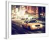 Snowstorm on 42nd Street in Times Square with Yellow Cab by Night-Philippe Hugonnard-Framed Photographic Print