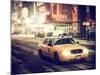 Snowstorm on 42nd Street in Times Square with Yellow Cab by Night-Philippe Hugonnard-Mounted Photographic Print