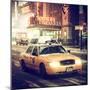 Snowstorm on 42nd Street in Times Square with Yellow Cab by Night-Philippe Hugonnard-Mounted Photographic Print
