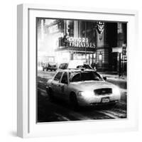 Snowstorm on 42nd Street in Times Square with Yellow Cab by Night-Philippe Hugonnard-Framed Photographic Print