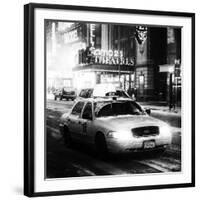 Snowstorm on 42nd Street in Times Square with Yellow Cab by Night-Philippe Hugonnard-Framed Photographic Print