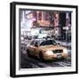 Snowstorm on 42nd Street in Times Square with Yellow Cab by Night-Philippe Hugonnard-Framed Photographic Print