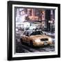 Snowstorm on 42nd Street in Times Square with Yellow Cab by Night-Philippe Hugonnard-Framed Photographic Print