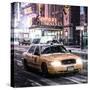 Snowstorm on 42nd Street in Times Square with Yellow Cab by Night-Philippe Hugonnard-Stretched Canvas