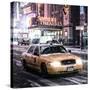 Snowstorm on 42nd Street in Times Square with Yellow Cab by Night-Philippe Hugonnard-Stretched Canvas