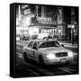 Snowstorm on 42nd Street in Times Square with Yellow Cab by Night-Philippe Hugonnard-Framed Stretched Canvas