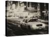 Snowstorm on 42nd Street in Times Square with Yellow Cab by Night-Philippe Hugonnard-Stretched Canvas