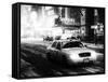 Snowstorm on 42nd Street in Times Square with Yellow Cab by Night-Philippe Hugonnard-Framed Stretched Canvas