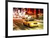 Snowstorm on 42nd Street in Times Square with Yellow Cab by Night-Philippe Hugonnard-Framed Art Print